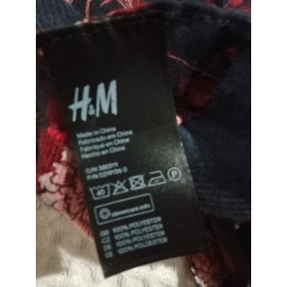 H&M Infinity Scarf Blue Pink Bird Crane Flower Accessories - Picture 2 of 3